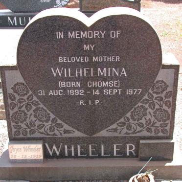 WHEELER Wilhelmina nee CHOMSE 1892-1977