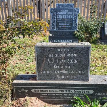EEDEN Alida Johanna Hendrina, van nee DE WET 1874-1957