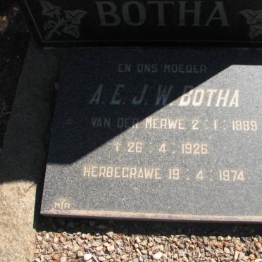 BOTHA A.E.J.W. nee VAN DER MERWE 1889-1926