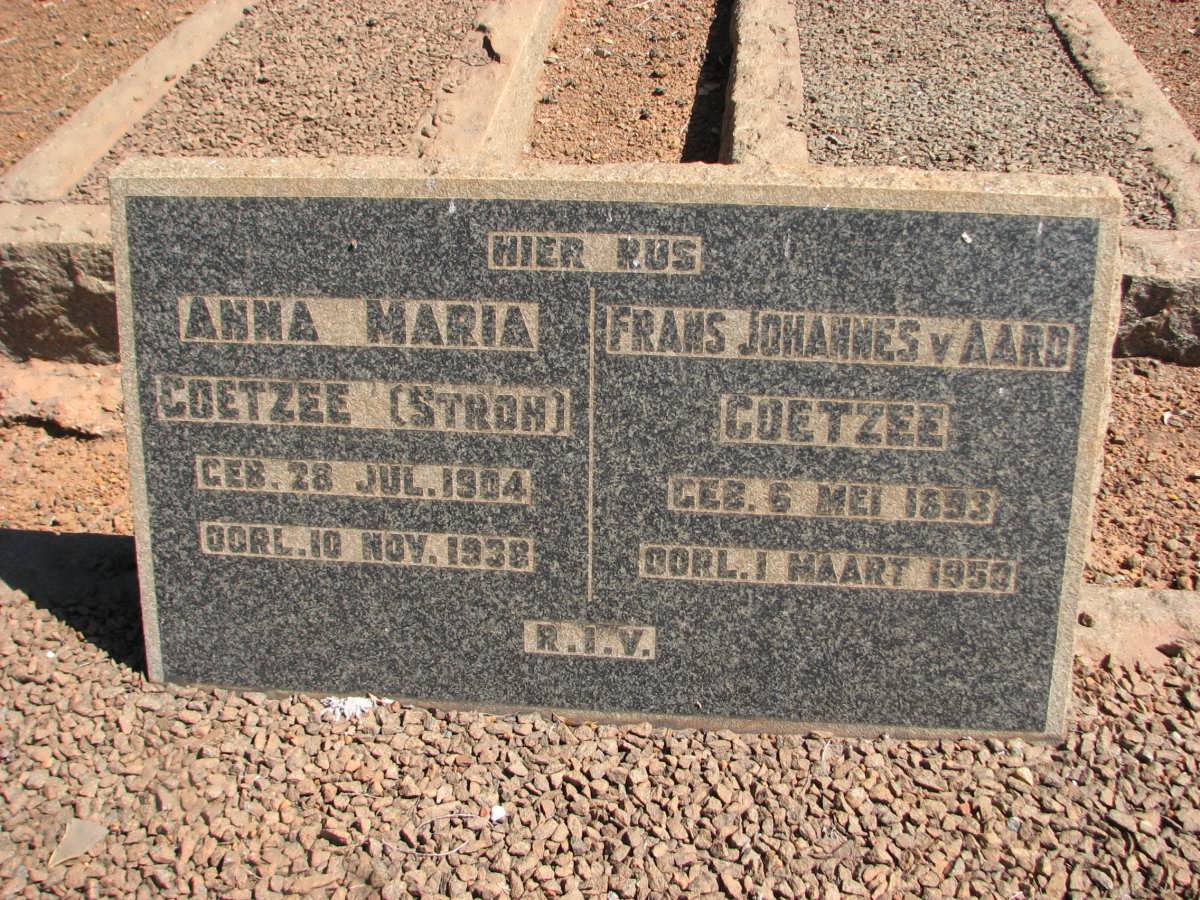 COETZEE Frans Johannes v. Aard 1893-1950 &amp; Anna Maria STROH 1904-1938
