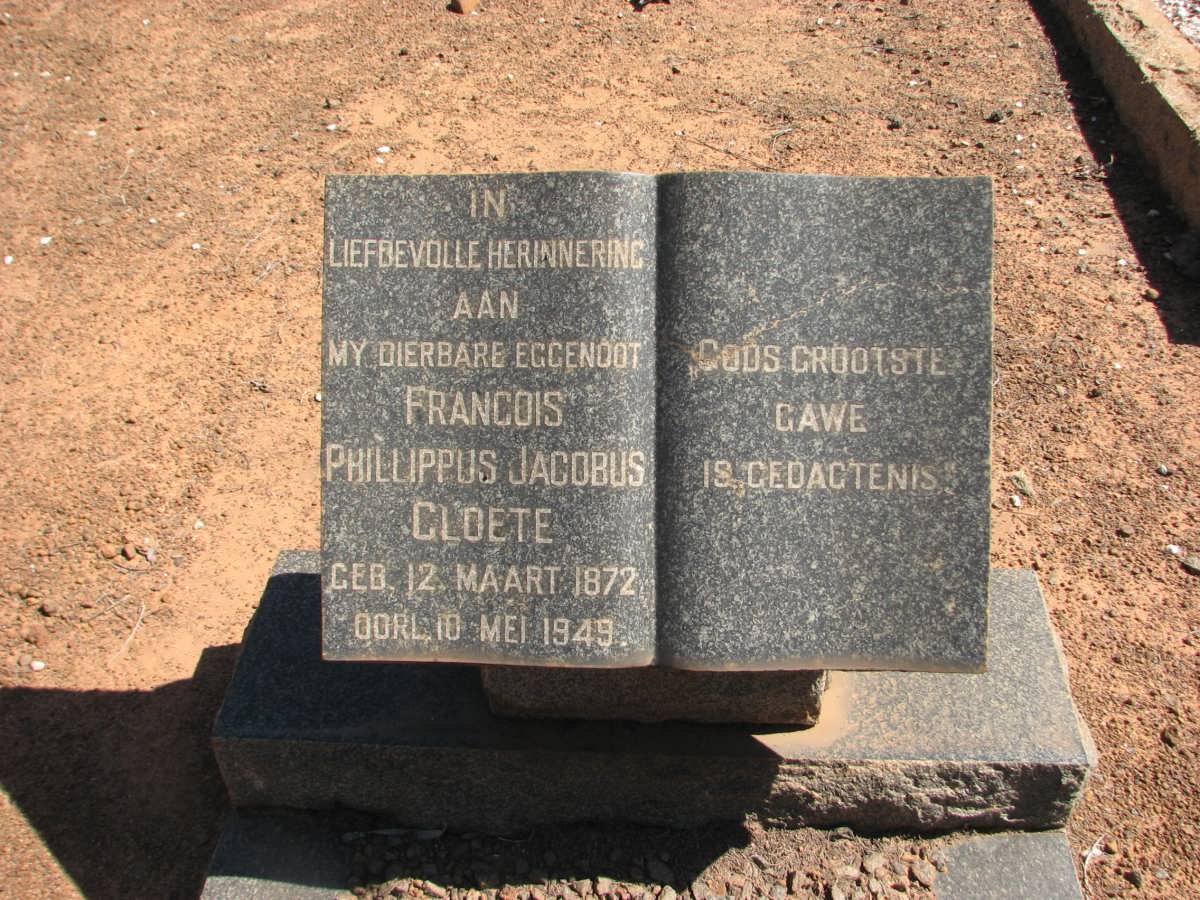 CLOETE Francois Phillippus Jacobus 1872-1949