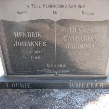 FOURIE Hendrik Johannes 1894-1980 &amp; Hester Catharina Jacomina WHEELER 1897-1953