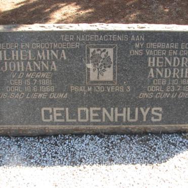 GELDENHUYS Hendrik Andries 1864-1943 &amp; Wilhelmina Johanna V.D. MERWE 1881-1968