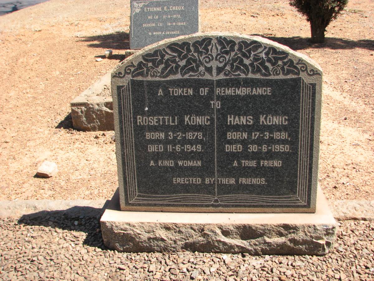 KÖNIG Hans 1881-1950 &amp; Rosettli 1878-1949