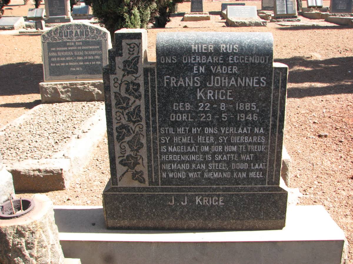 KRIGE Frans Johannes 1885-1946