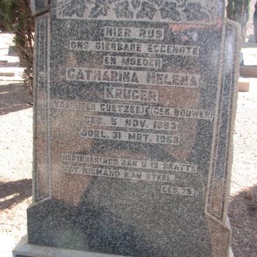 KRUGER Catharina Helena previously COETZEE nee BOUWER 1883-1963