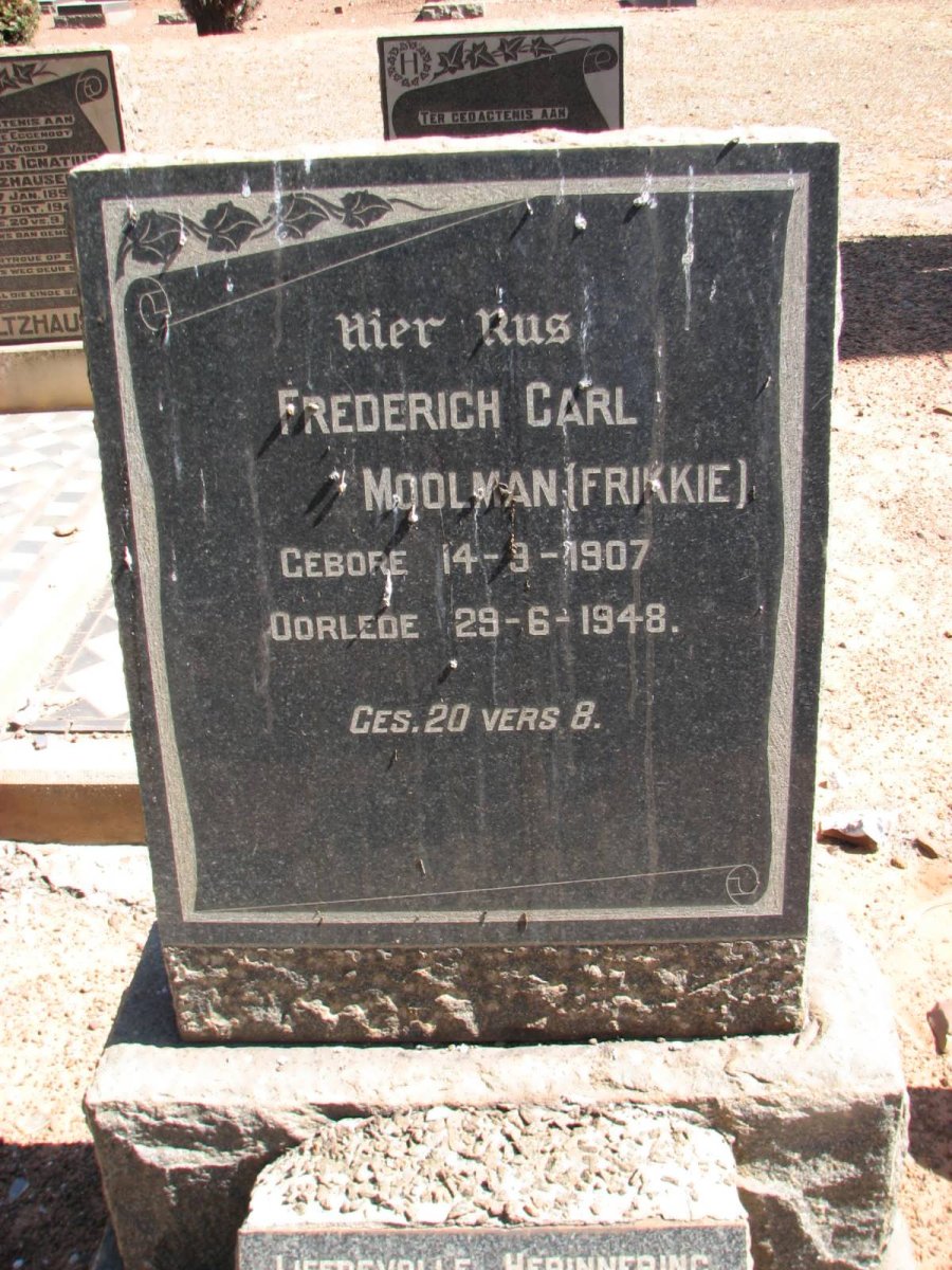 MOOLMAN Frederich Carl 1907-1948 :: MOOLMAN Frikkie #1