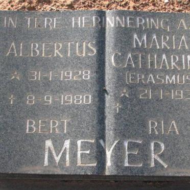 MEYER Albertus 1928-1980 &amp; Maria Catharina ERASMUS 1933-