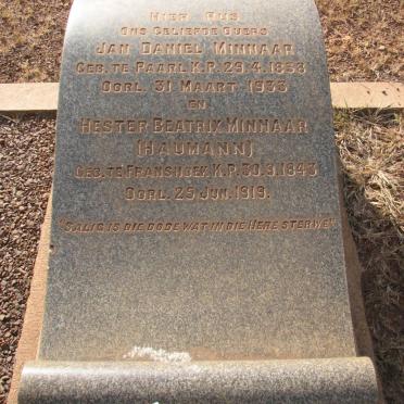 MINNAAR Jan Daniel 1838-1933 &amp; Hester Beatrix HAUMANN 1843-1919