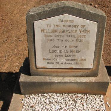 NASH William Amplias 1850-1936 &amp; Lucretia LEWIN 1855-1944