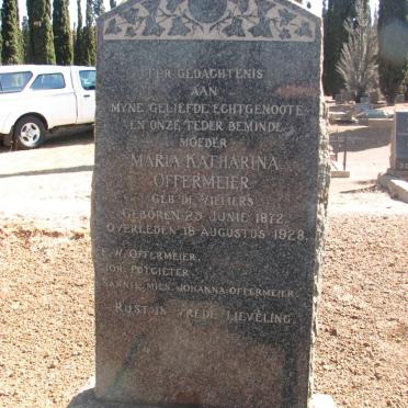 OFFERMEIER Maria Katharina nee DE VILLIERS 1872-1928