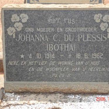 PLESSIS Johanna C., du nee BOTHA 1914-1962