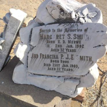 SMITH Margaret S. nee V.D. MERWE -1902 :: SMITH Francina P.J.E. nee ROOS -1903
