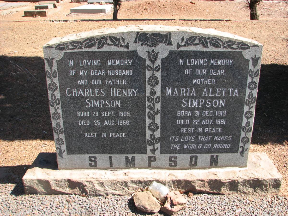 SIMPSON Charles Henry 1909-1956 &amp; Maria Aletta 1919-1991