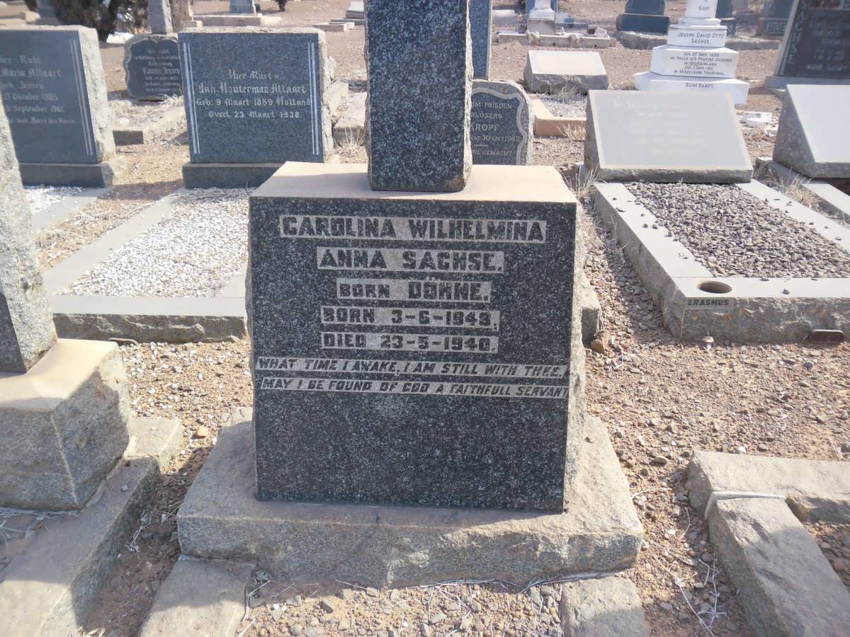 SACHSE Carolina Wilhelmina nee DÖHNE 1843-1940