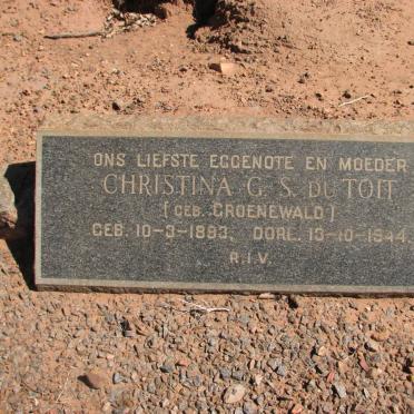 TOIT Stephanus Willem, du 1883-1963 &amp; Christina G.S. GROENEWALD 1893-1944