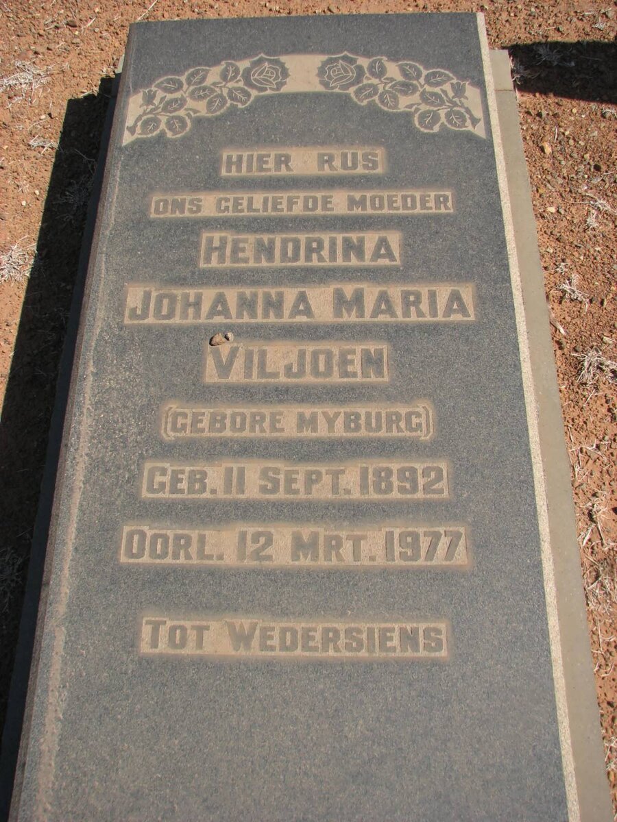 VILJOEN Hendrina Johanna Maria nee MYBURG 1892-1977
