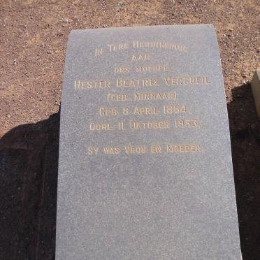 VERCUEIL Hester Beatrix nee MINNAAR 1864-1953