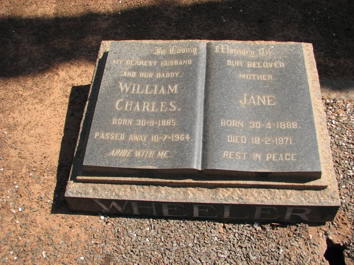WHEELER William Charles 1885-1964 &amp; Jane 1888-1971