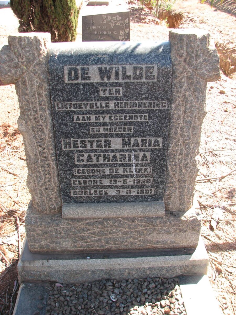 WILDE Hester Maria Catharina, de nee DE KLERK 1928-1951