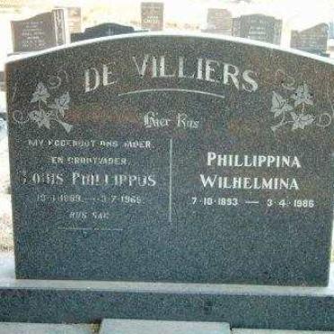 VILLIERS Louis Phillippus, de 1898-1966 &amp; Phillippina Wilhelmina 1893-1986