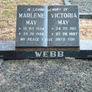 WEBB Marlene May 1934-1986 :: WEBB Victoria May 1912-1997