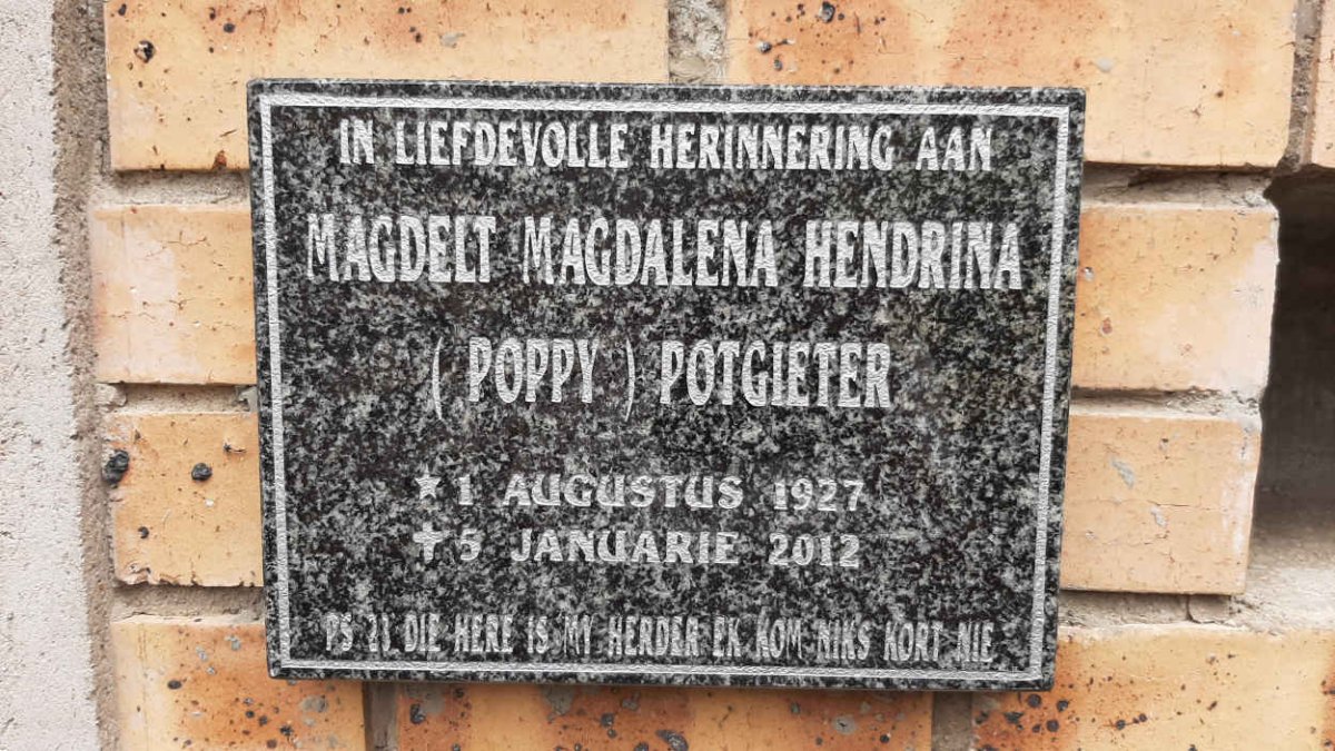 POTGIETER Magdelt Magdalena Hendrina 1927-2012