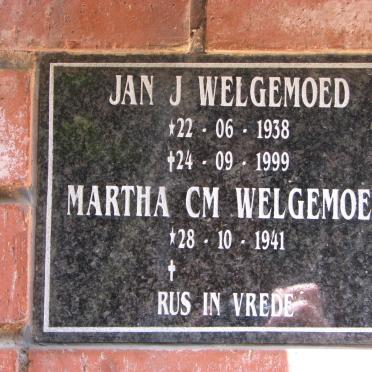 WELGEMOED Jan J. 1938-1999 &amp; Martha C.M. -1941