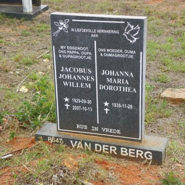 BERG Jacobus Johannes Willem, van der 1929-2007 &amp; Johanna Maria Dorothea 1936-