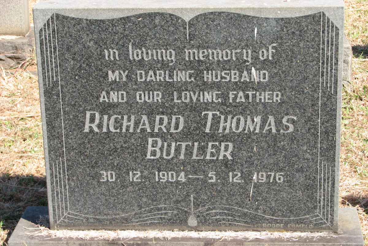 BUTLER Richard Thomas 1904-1976