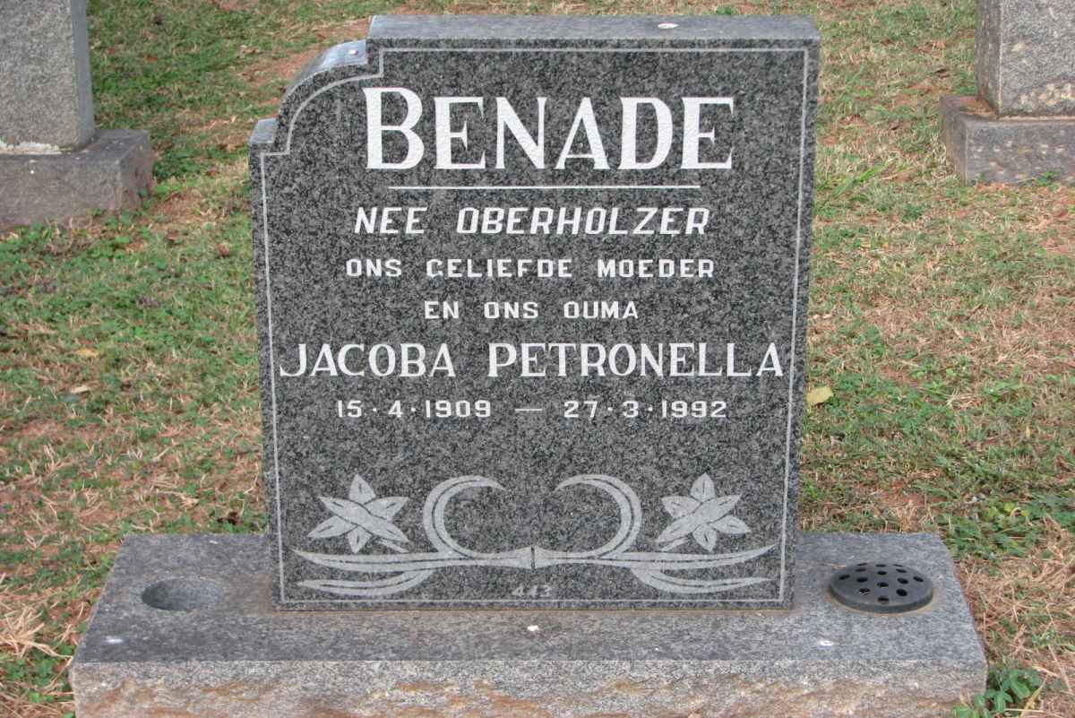 BENADE Jacoba Petronella nee OBERHOLZER 1909-1992