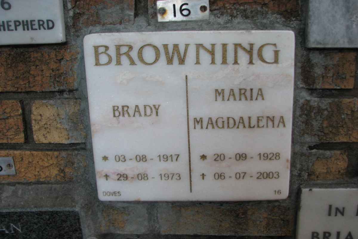 BROWNING Brady 1917-1973 &amp; Maria Magdalena 1928-2003