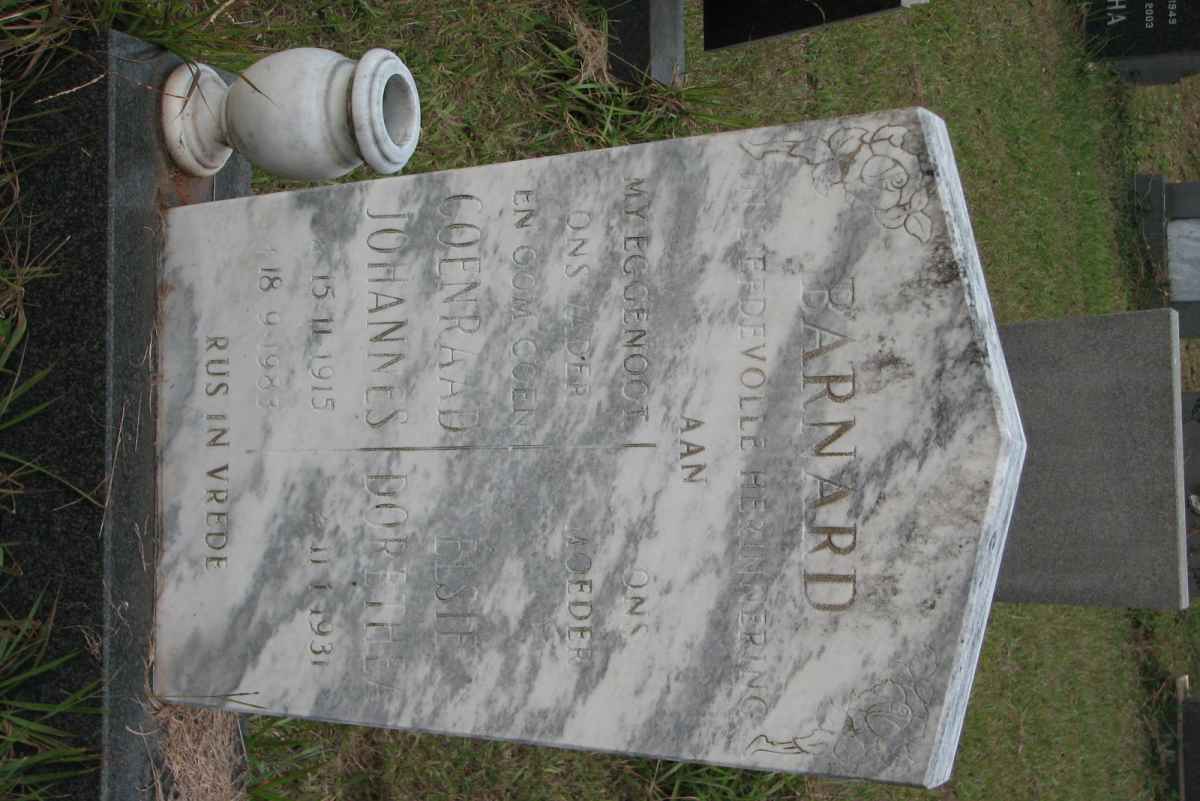 BARNARD Coenraad Johannes 1915-1983 &amp; Elsie Dorothea 1931-