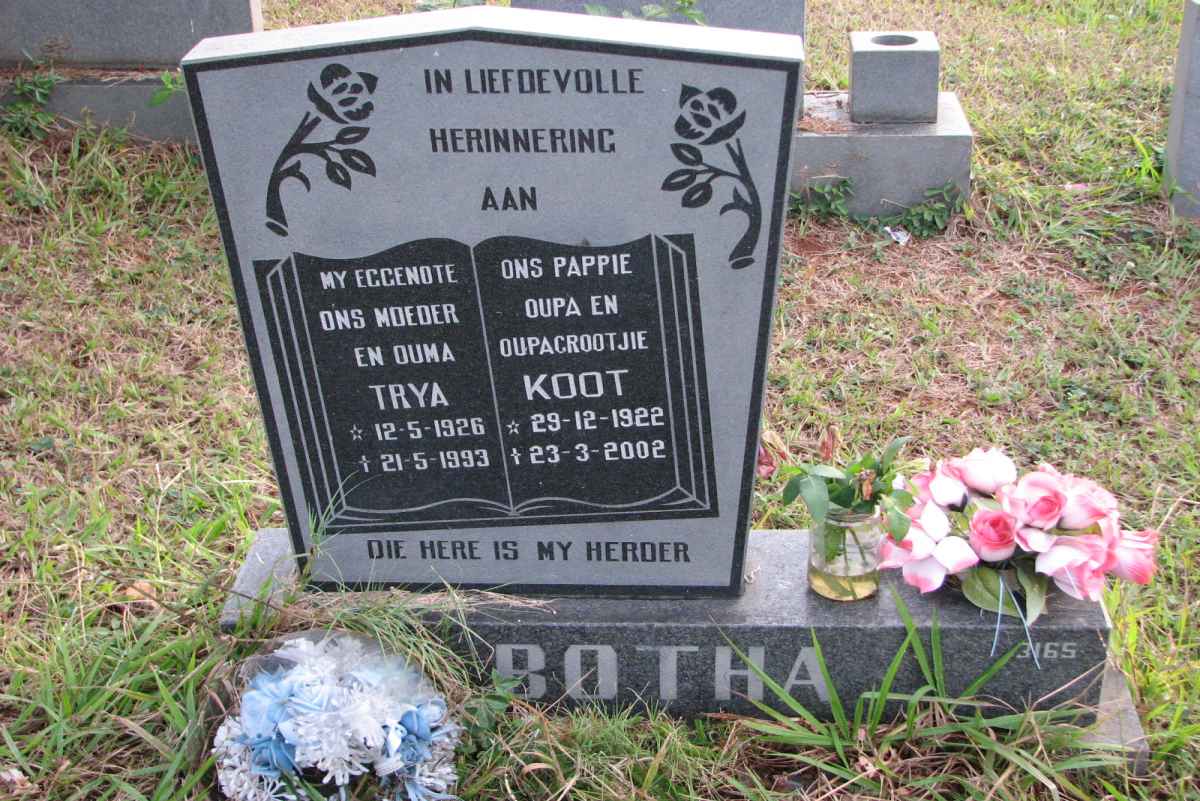 BOTHA Koot 1922-2002 &amp; Trya 1926-1993