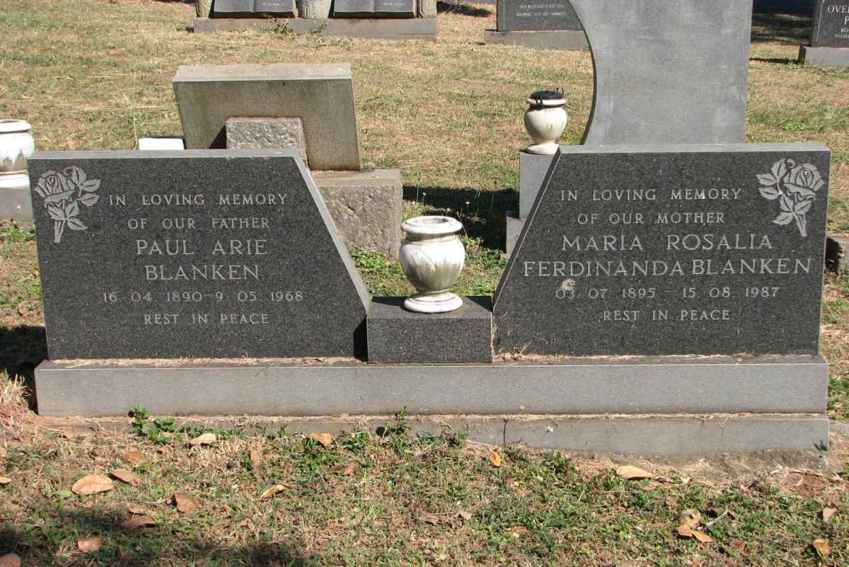 BLANKEN Paul Arie 1890-1968 &amp; Maria Rosalia Ferdinanda 1895-1987