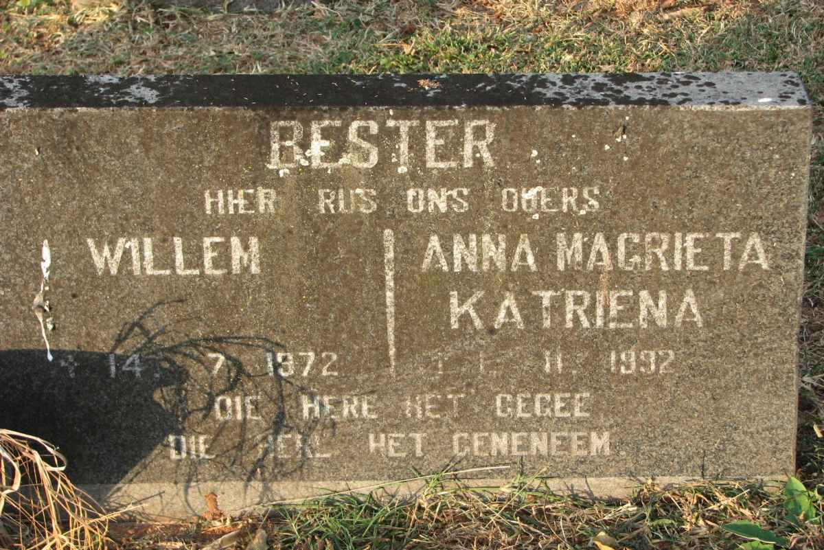 BESTER Willem -1972 &amp; Anna Magrieta Katriena -1992
