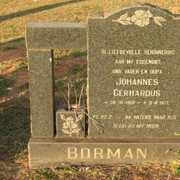 BORMAN Johannes Gerhardus 1910-1971