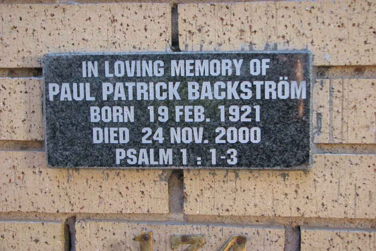 BACKSTRÖM Paul Patrick 1921-2000