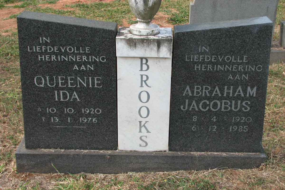 BROOKS Abraham Jacobus 1920-1985 &amp; Queenie Ida 1920-1976