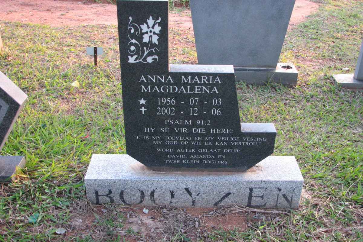 BOOYZEN Anna Maria Magdalena 1956-2002