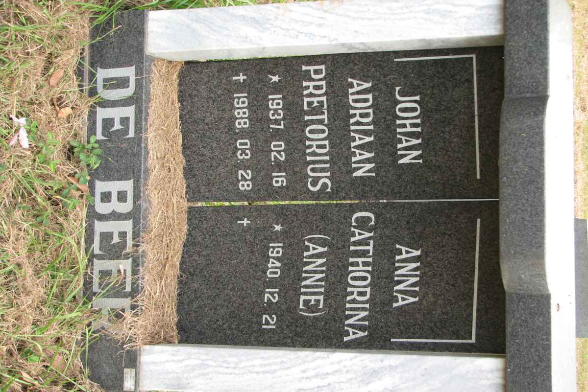 BEER Johan Adriaan Pretrorius, de 1937-1988 &amp; Anna Cathorina 1940-