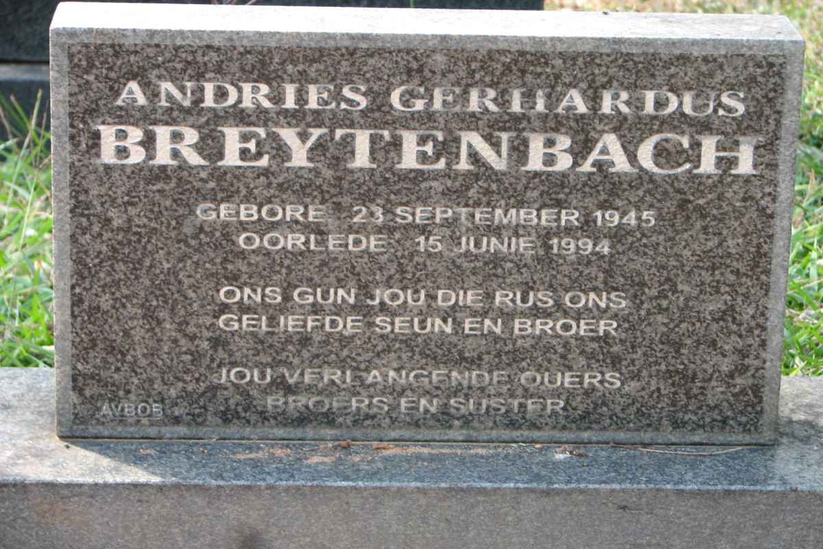 BREYTENBACH Andries Gerhardus 1945-1994