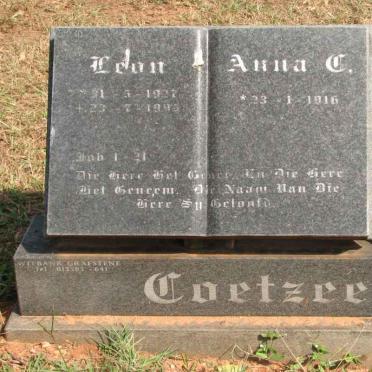 COETZEE Leon 1927-1995 &amp; Anna C. 1916-