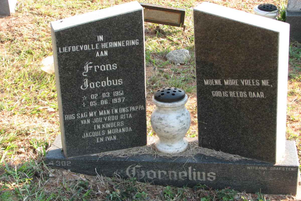 CORNELIUS Frans Jacobus 1951-1997