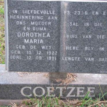 COETZEE Dorothea Maria nee DE WET 1922-1981