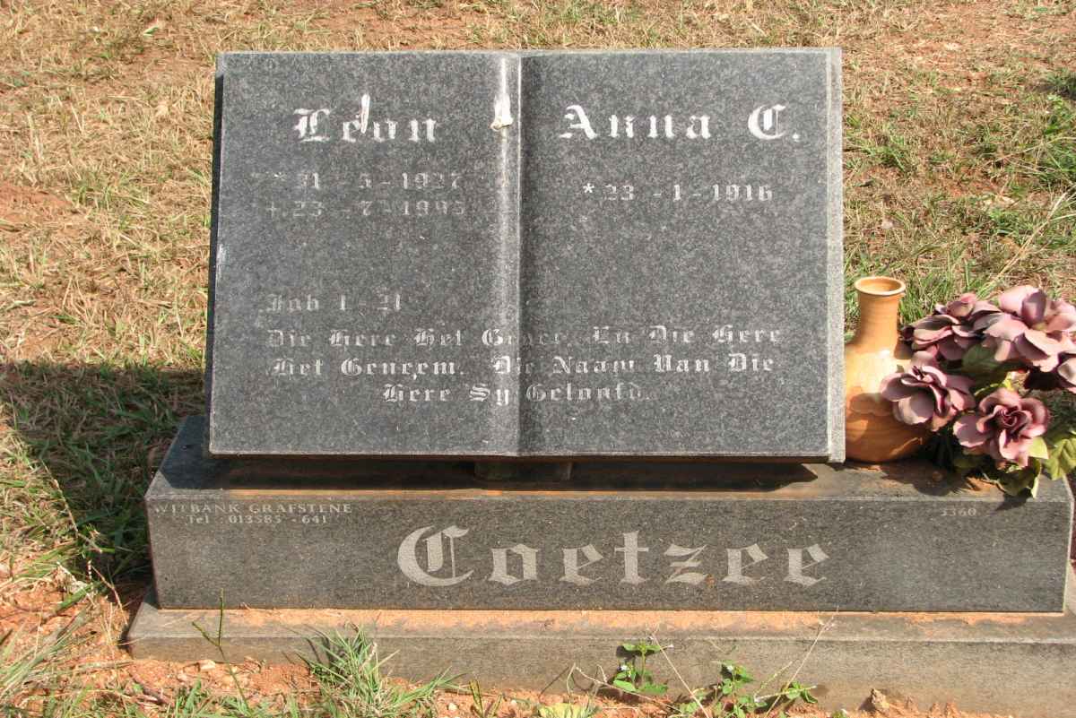COETZEE Leon 1927-1995 &amp; Anna C. 1916-
