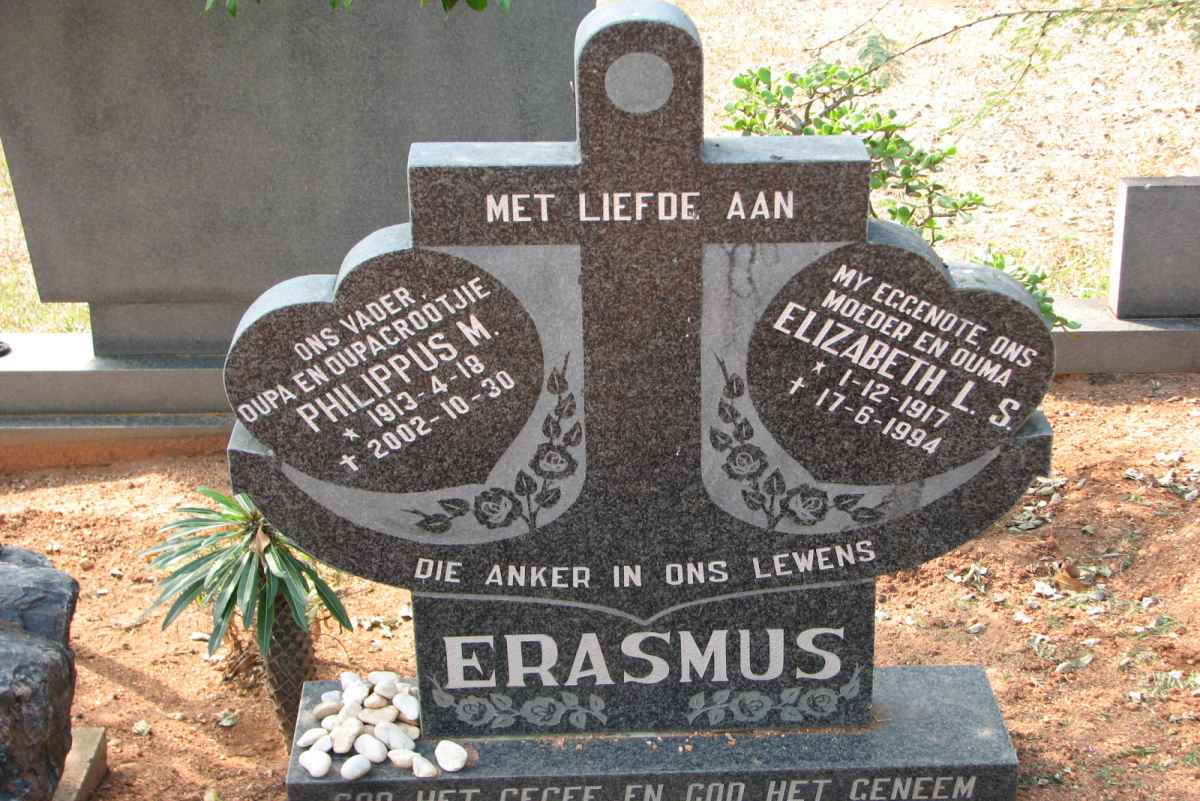 ERASMUS Philippus M. 1913-2002 &amp; Elizabeth L.S. 1917-1994