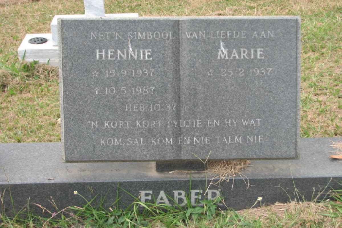 FABER Hennie 1937-1987 &amp; Marie 1937-
