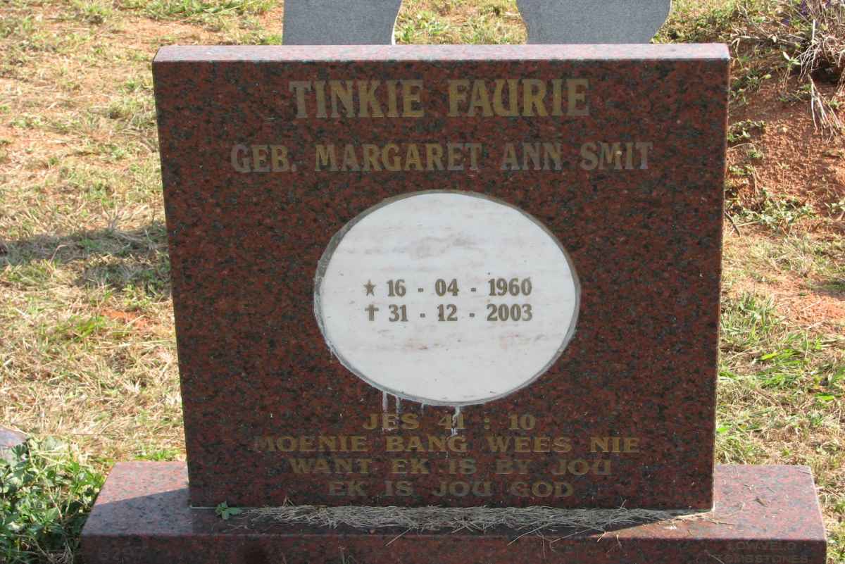 FAURIE Margaret Ann nee SMIT 1960-2003