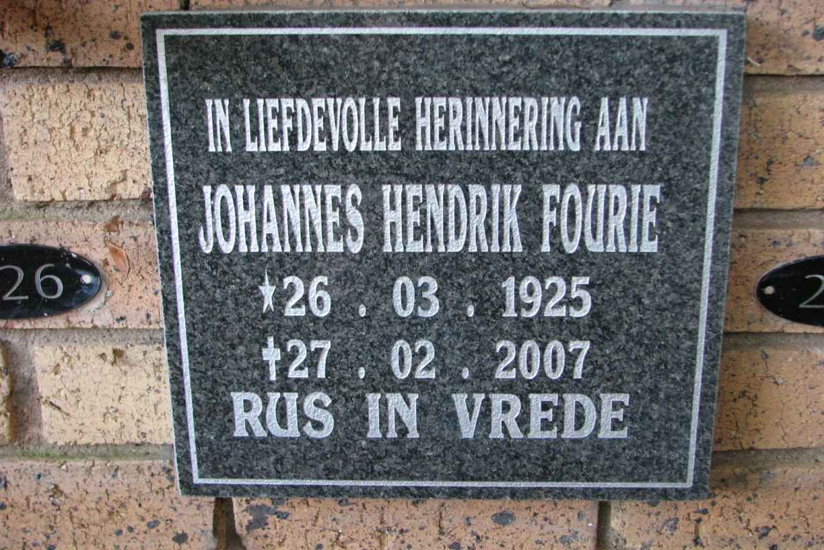 FOURIE Johannes Hendrik 1925-2007